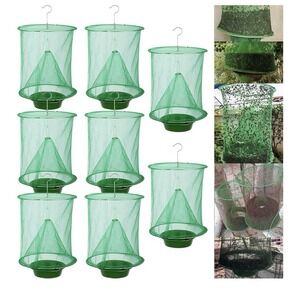 8 Pack Ranch Fly Traps,Fly Trap Outdoor Hanging Reusable Fly Catcher Bags